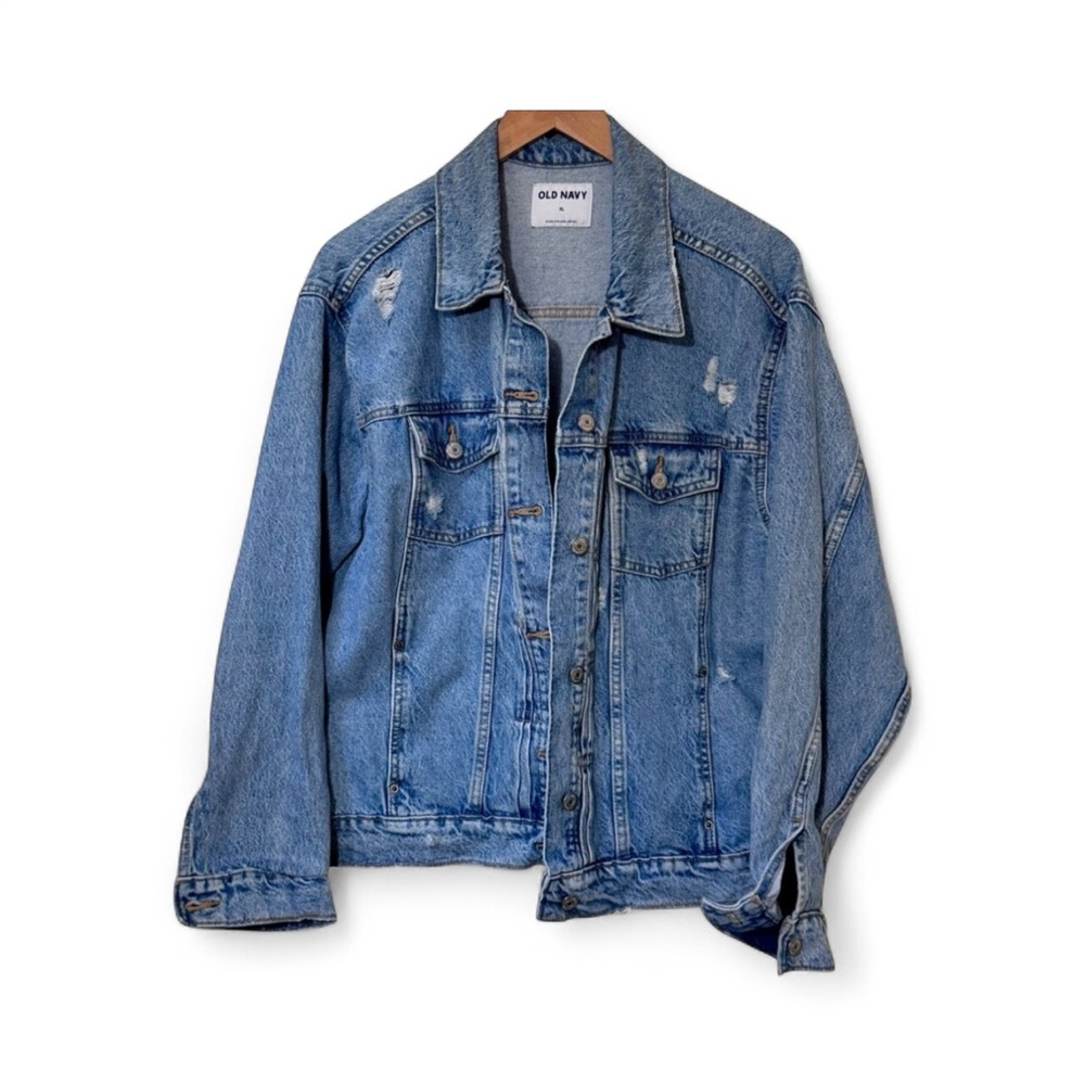 NWOT OLD NAVY Classic Blue Distressed Jacket